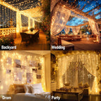 Dazzle Bright 300 LED Curtain Lights, Warm White - In use