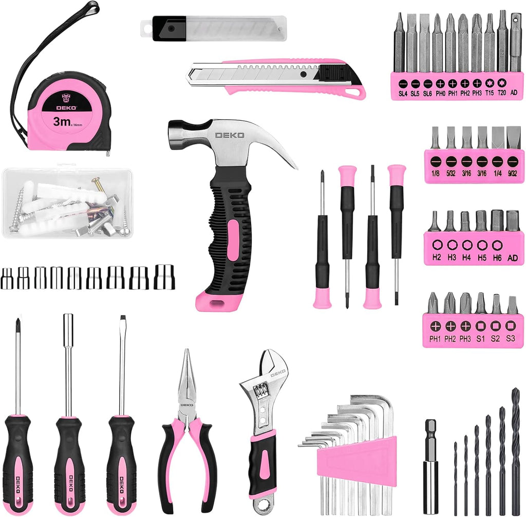 DEKOPRO 126-Pc Tool Set with Pink Cordless Drill - Alternate angle
