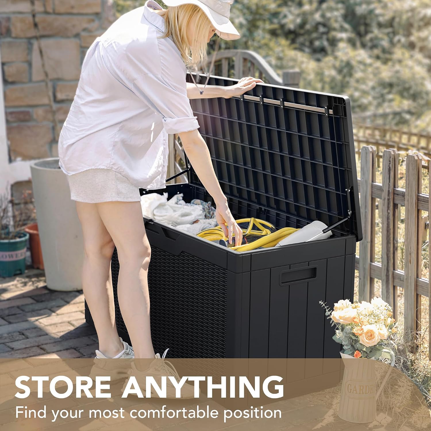 Devoko 100 Gallon Lockable Resin Deck Box - Additional view