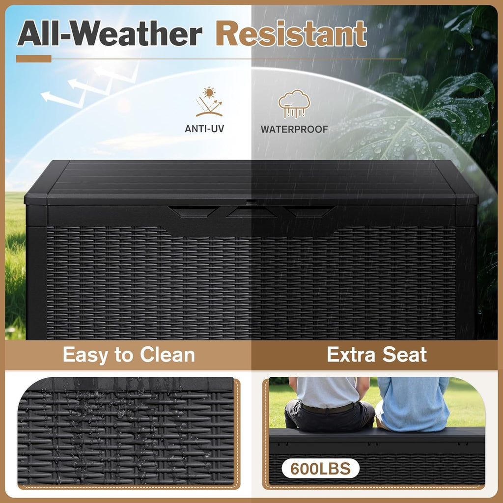 Devoko 100 Gallon Lockable Resin Deck Box - Feature highlight