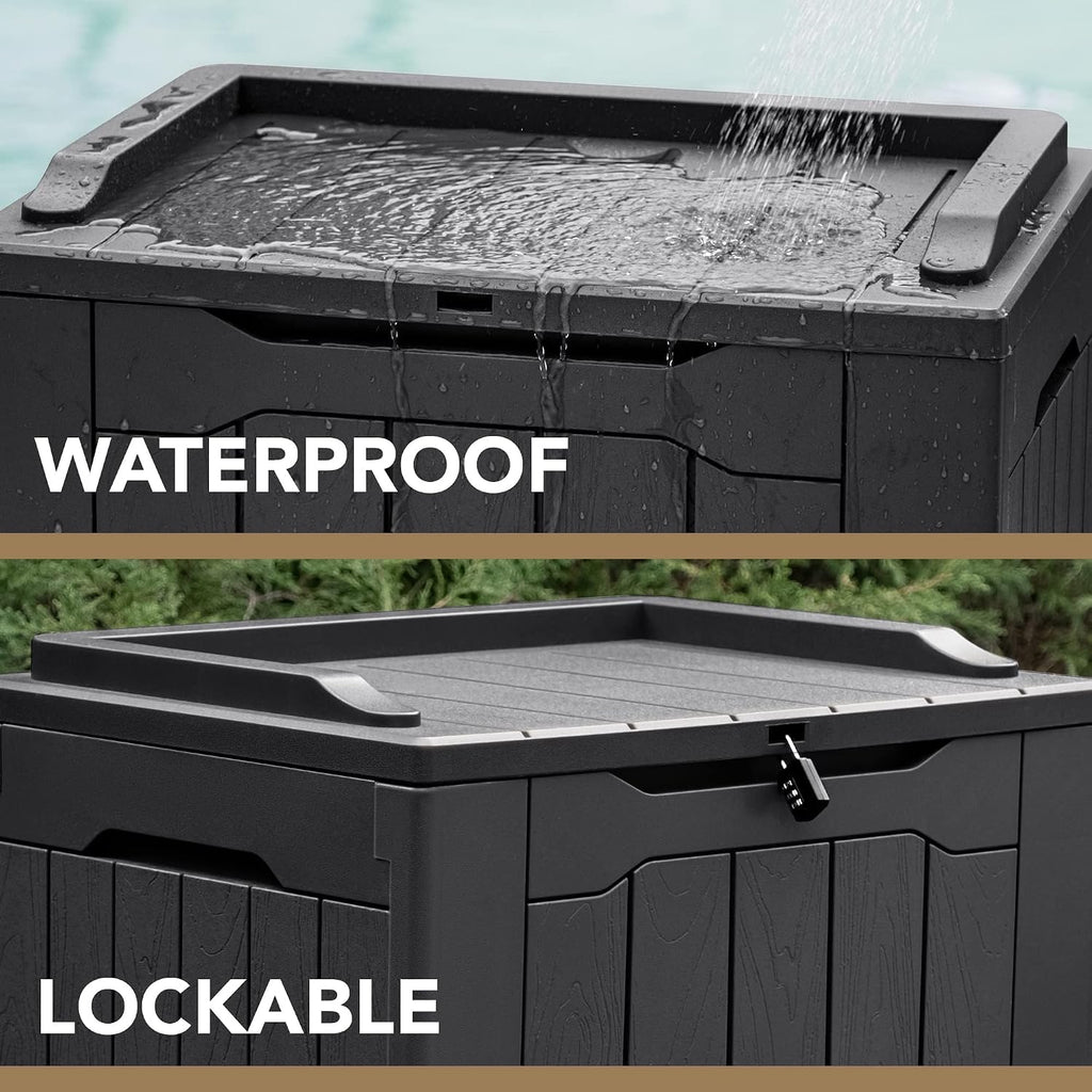 Devoko 30 Gallon Waterproof Resin Deck Box - Detail view