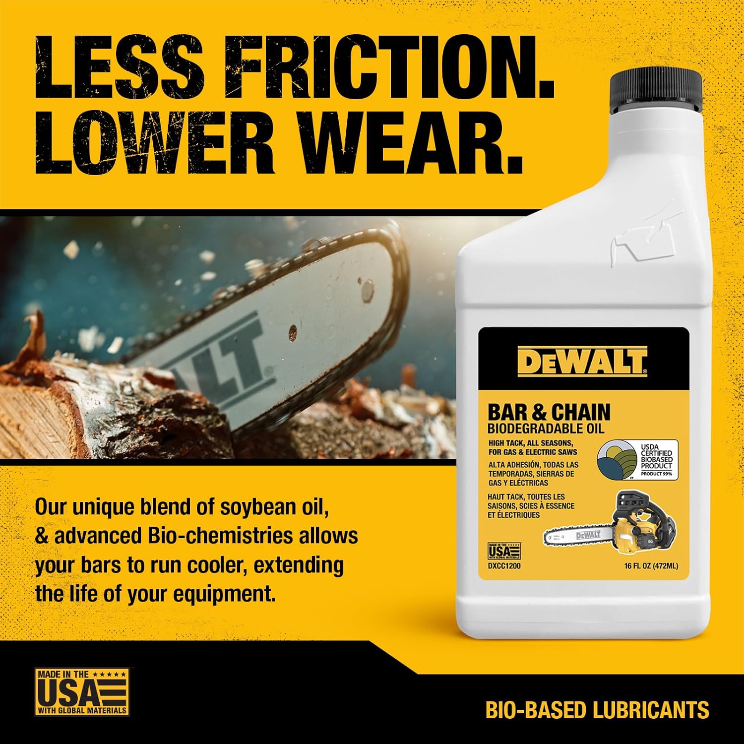 DEWALT Biodegradable Bar and Chain Oil, 16 oz - Close-up