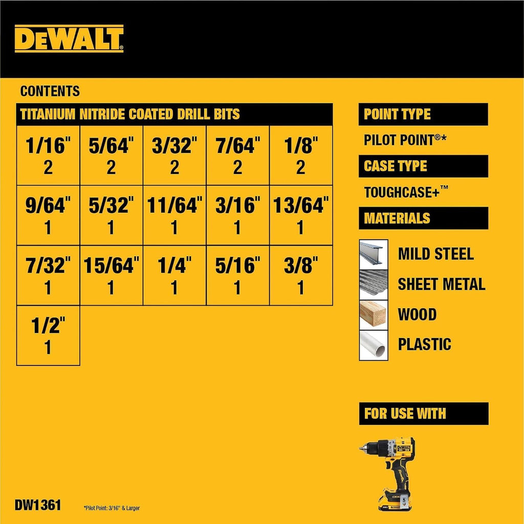 DEWALT 21-Pc Titanium Nitride Drill Bit Set - Alternate angle