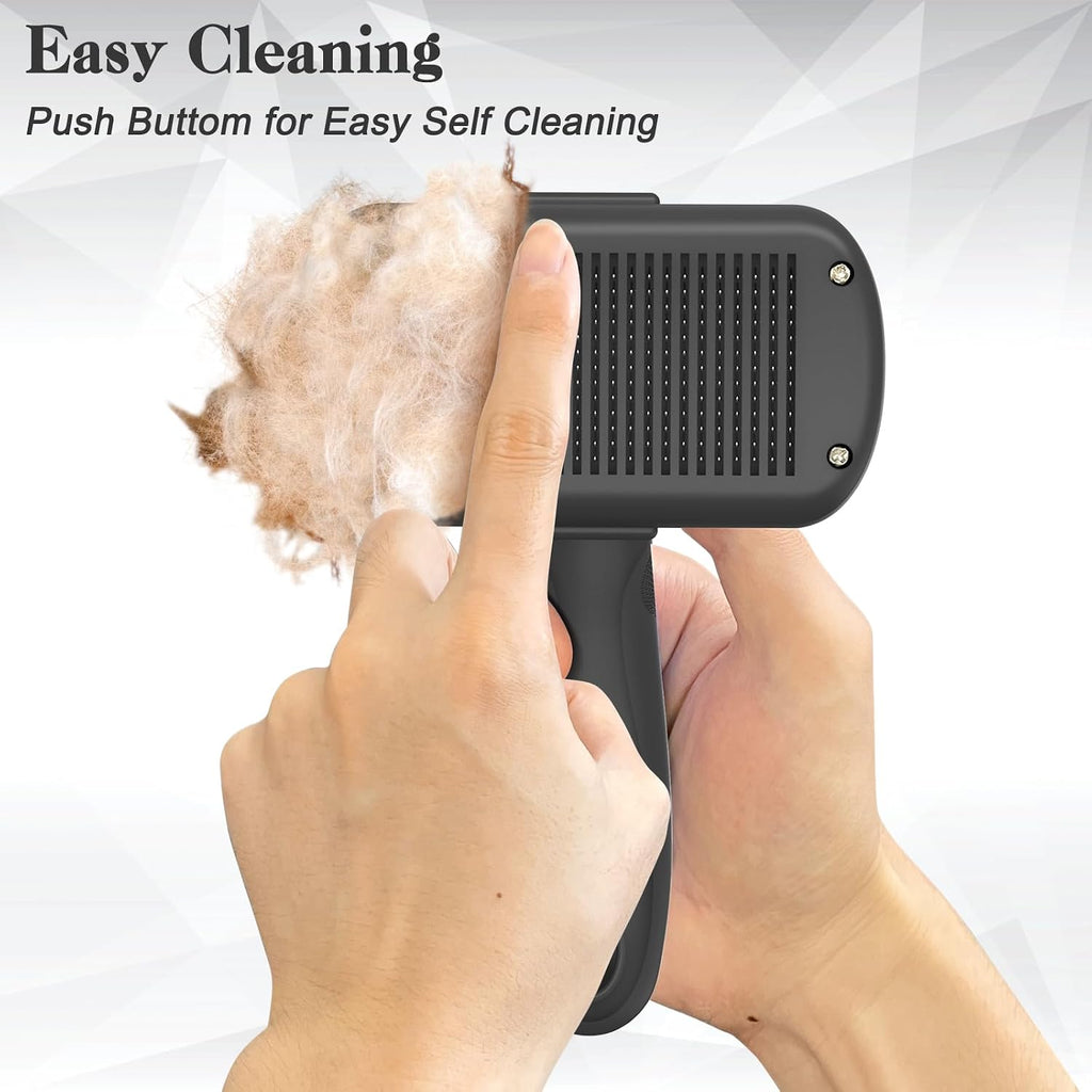 Dipoo Self-Cleaning Pet Shedding Brush, Black - Alternate angle