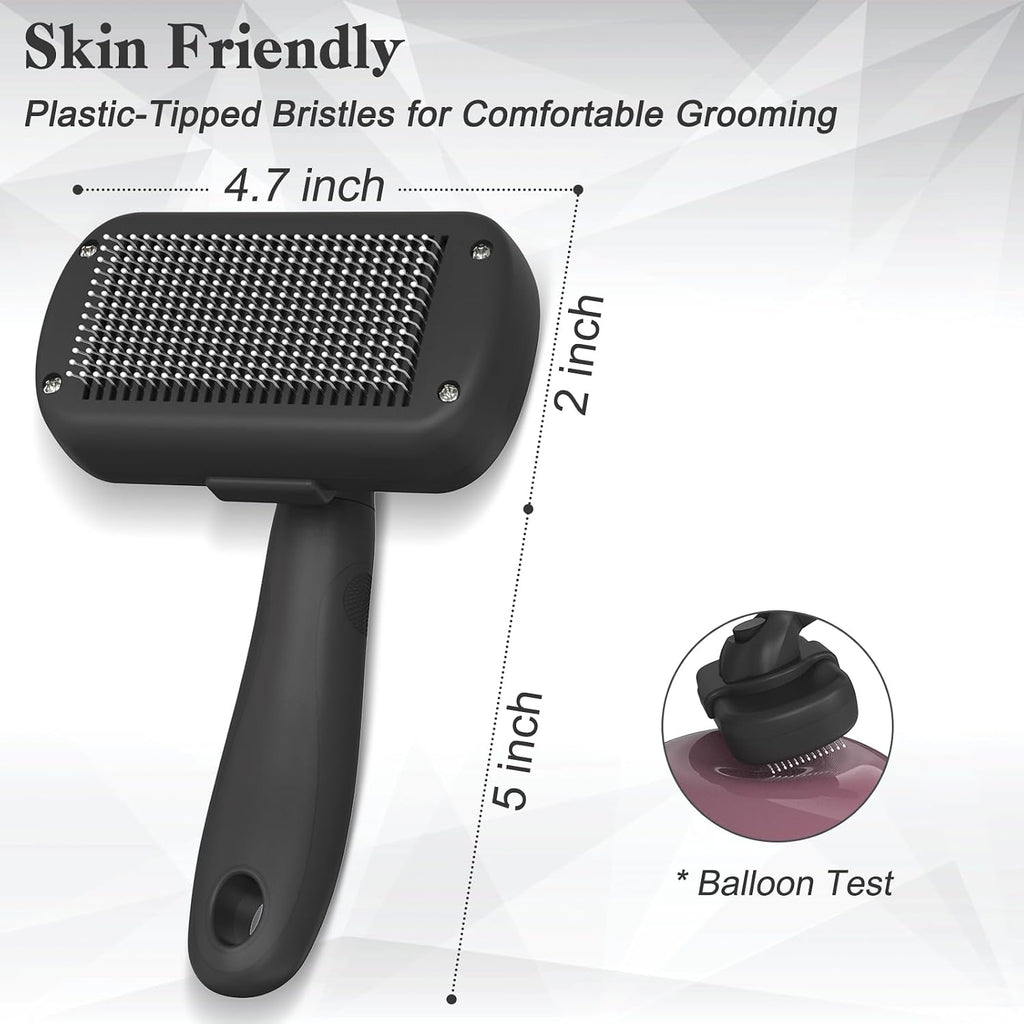 Dipoo Self-Cleaning Pet Shedding Brush, Black - Close-up