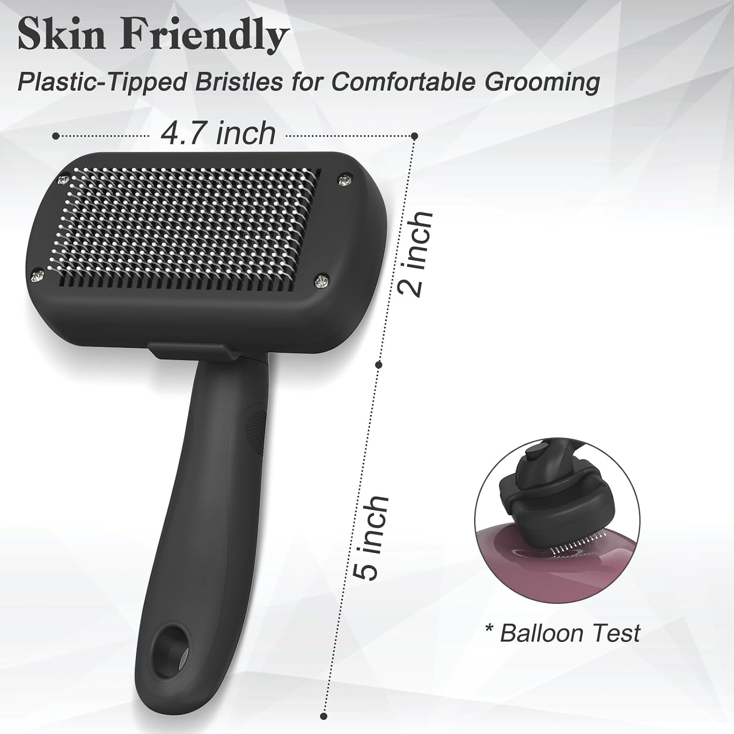 Dipoo Self-Cleaning Pet Shedding Brush, Black - Close-up
