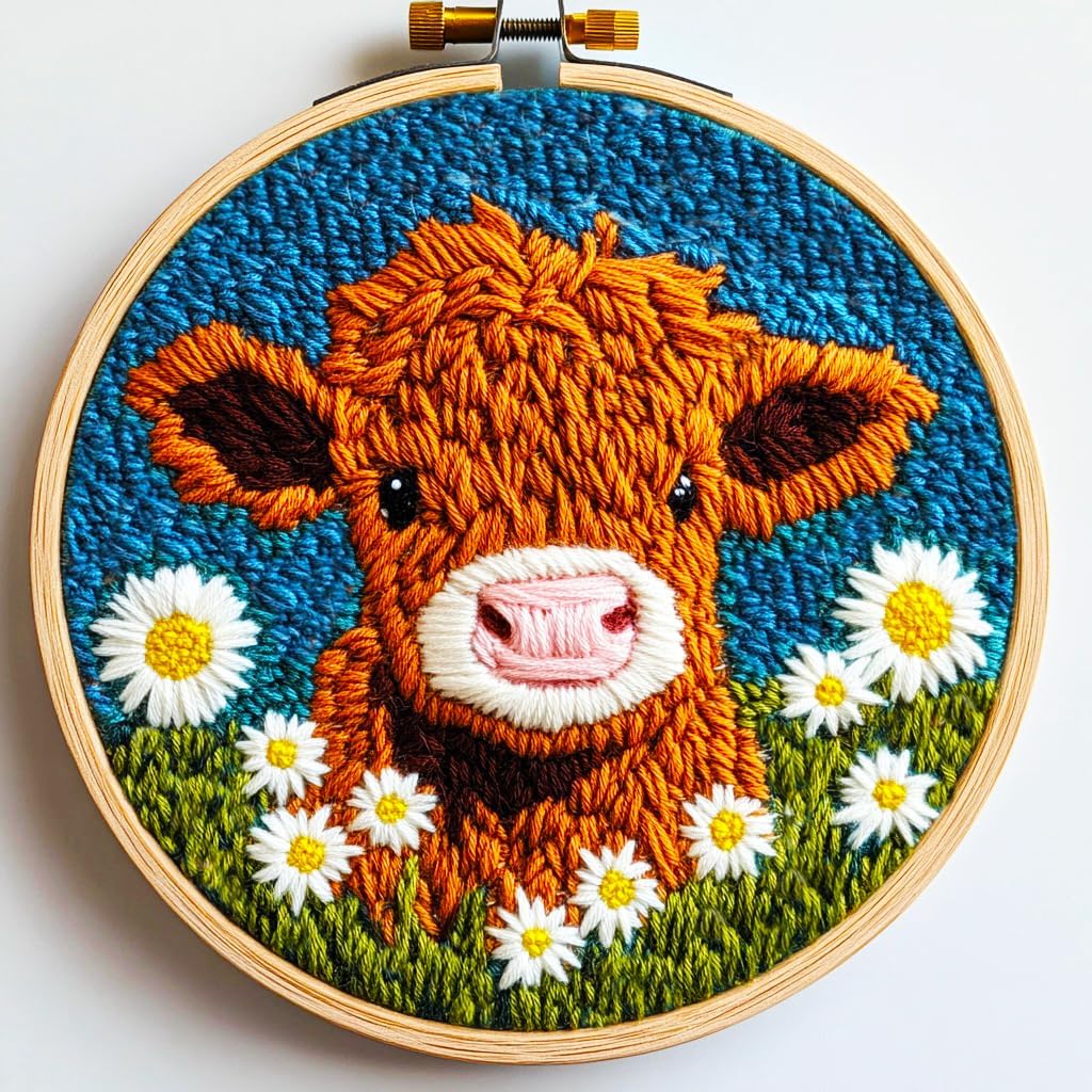 DIY Punch Needle Kit Highland Cow 20x20cm