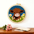 DIY Punch Needle Kit Highland Cow 20x20cm - Size reference