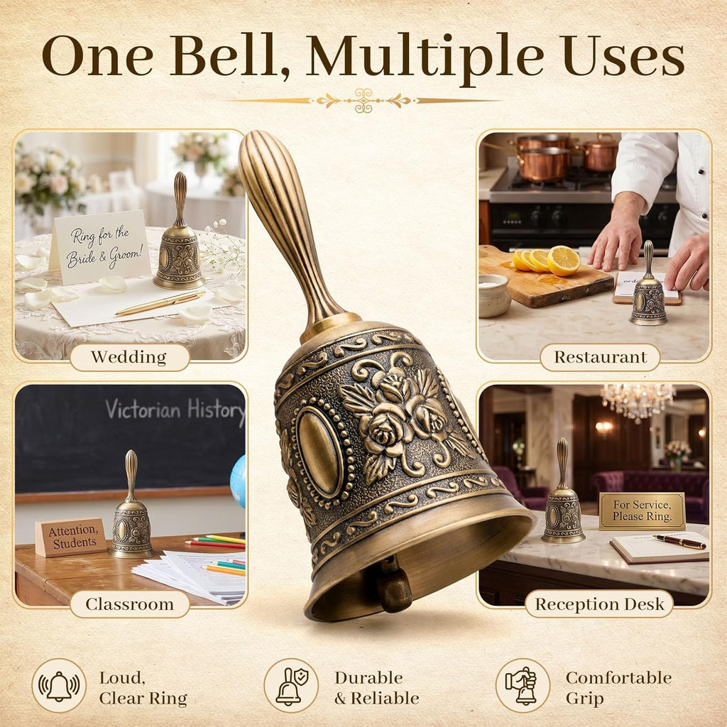 DomeStar Vintage Brass Hand Bell - Alternate angle