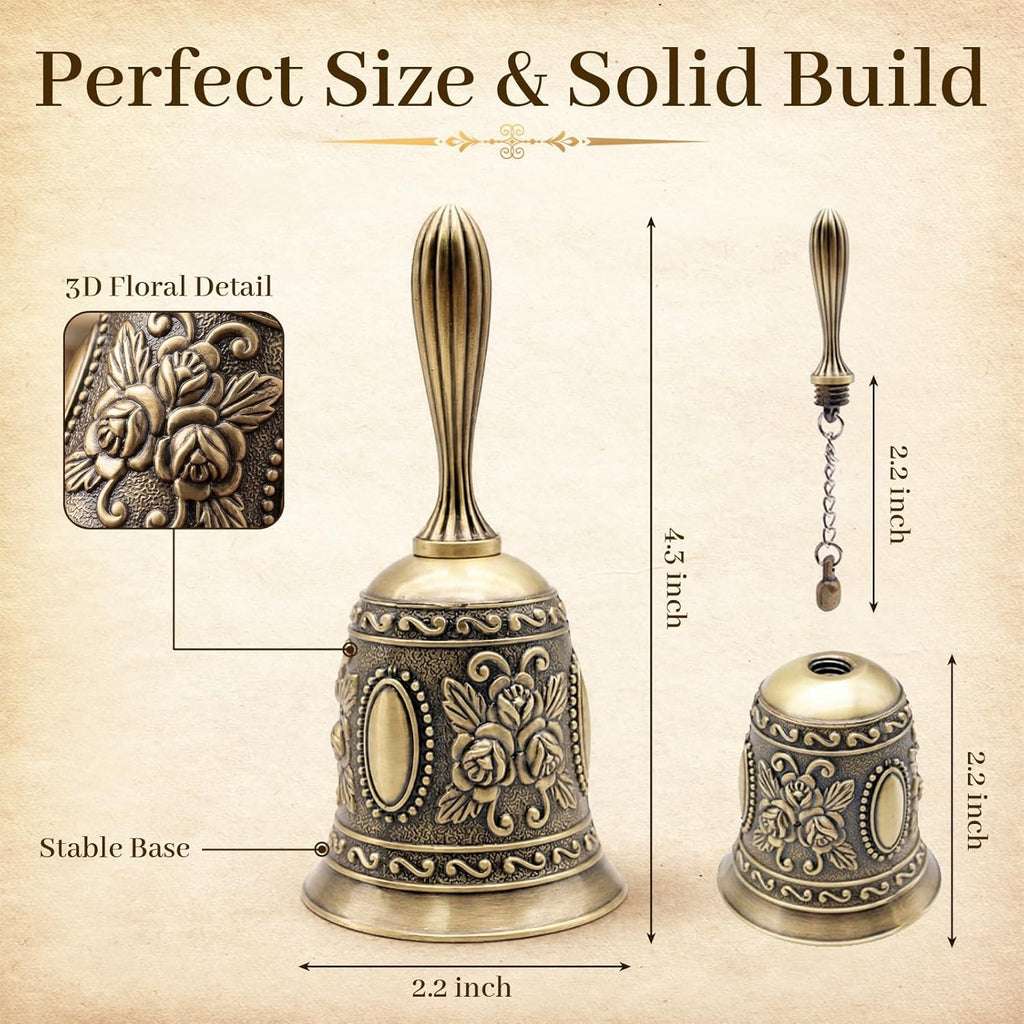DomeStar Vintage Brass Hand Bell - Size reference