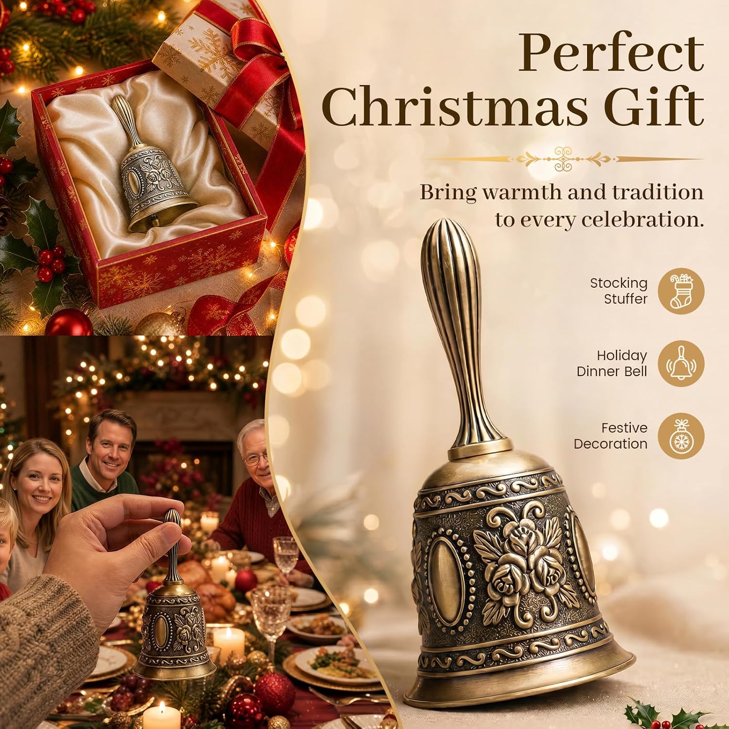 DomeStar Vintage Brass Hand Bell - In use