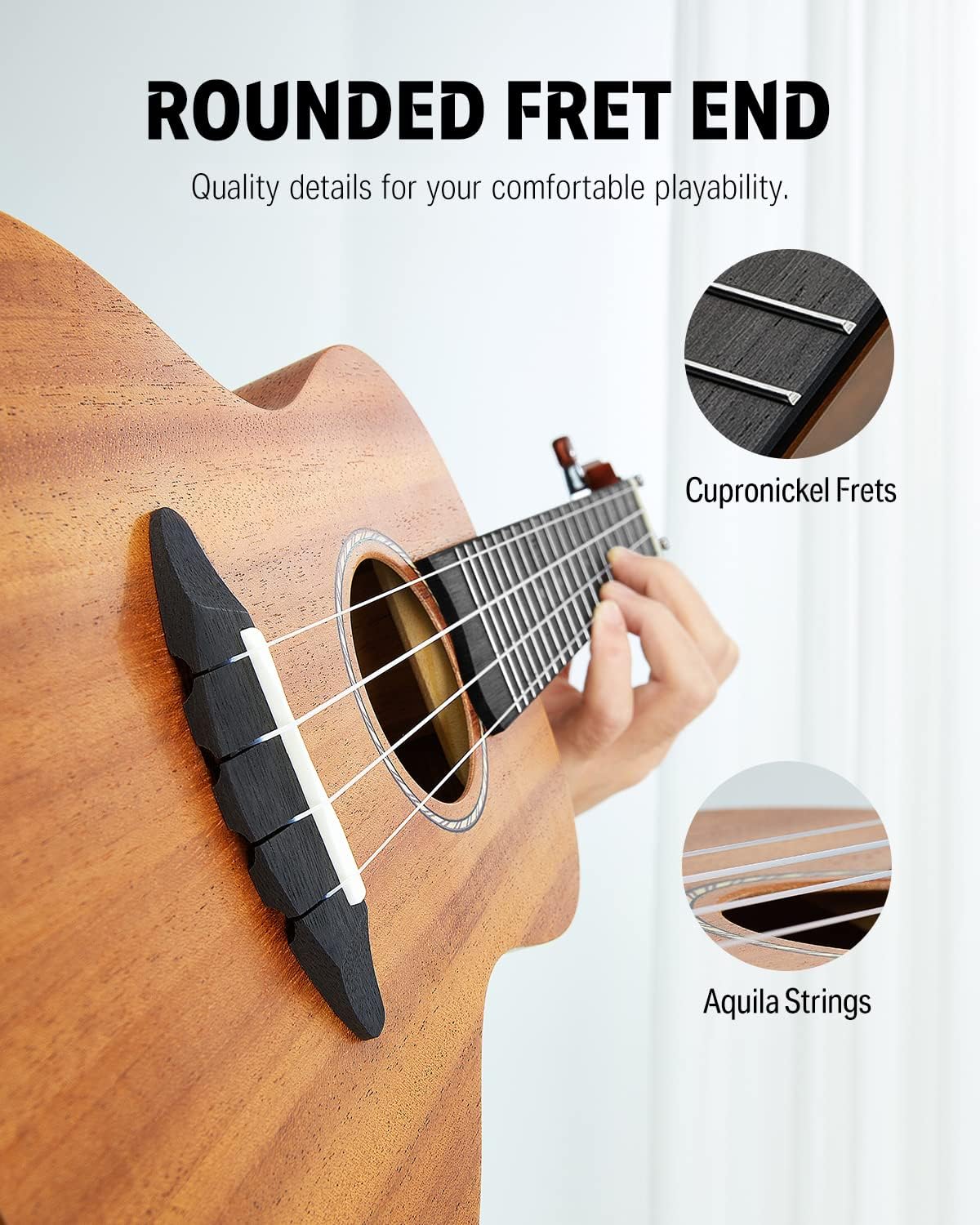 Donner Concert Ukulele 23in Beginner Kit - Size reference