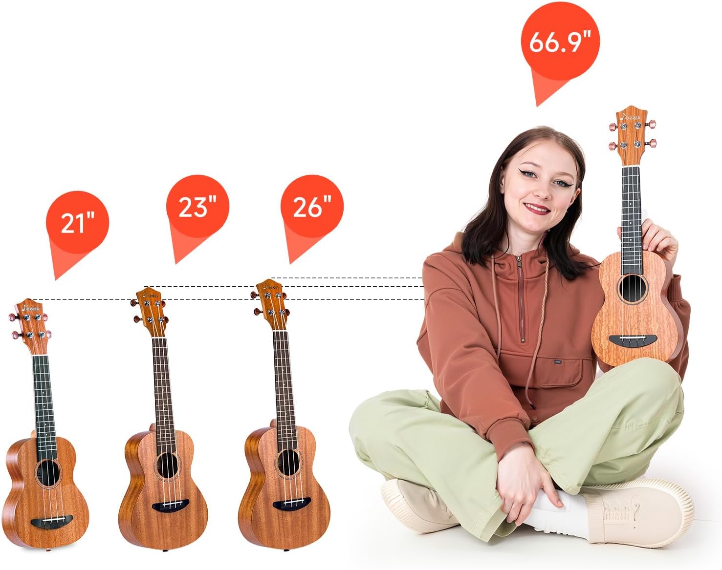 Donner Concert Ukulele 23in Beginner Kit - In use