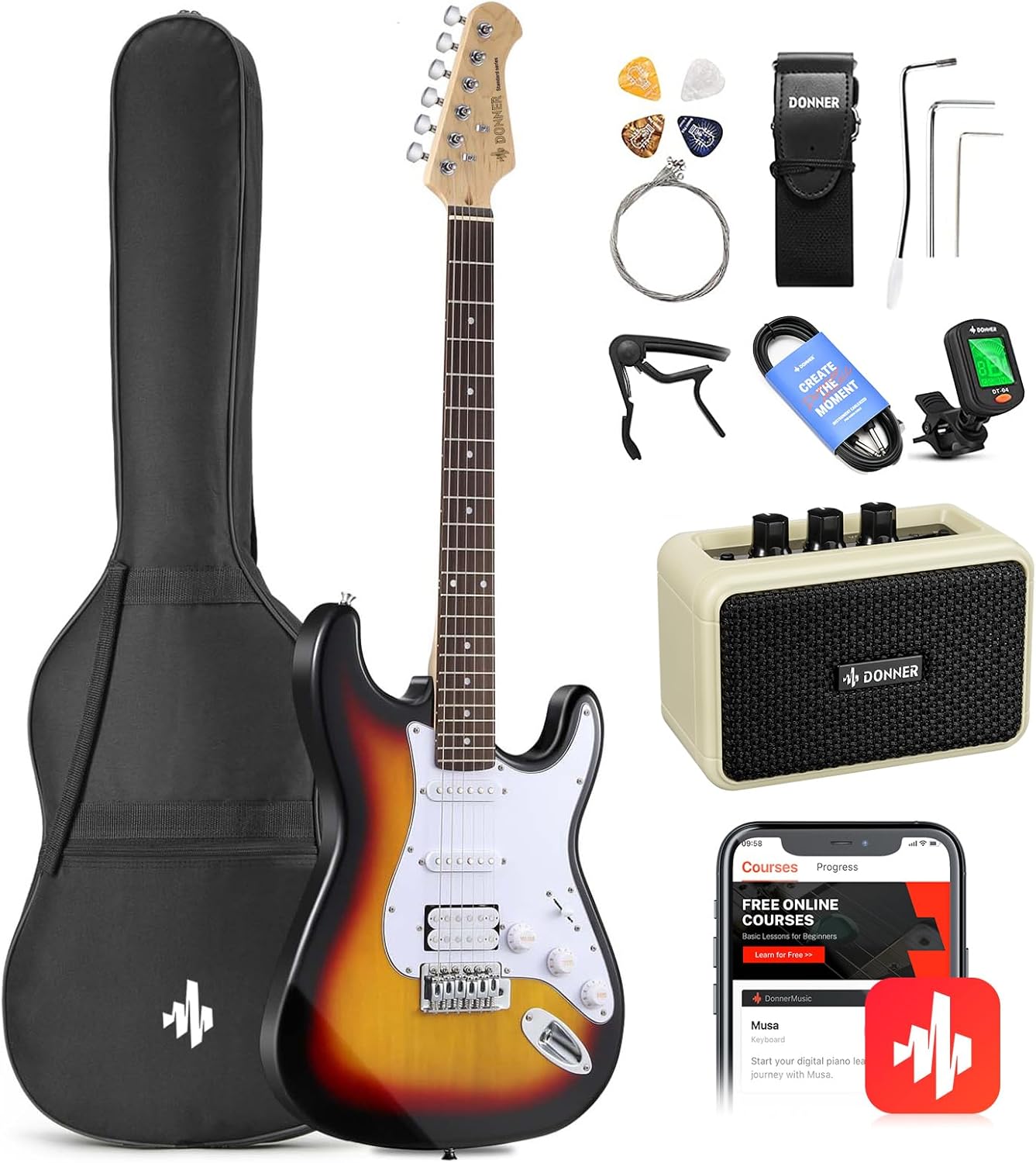 Donner DST-100S Electric Guitar Kit Sunburst
