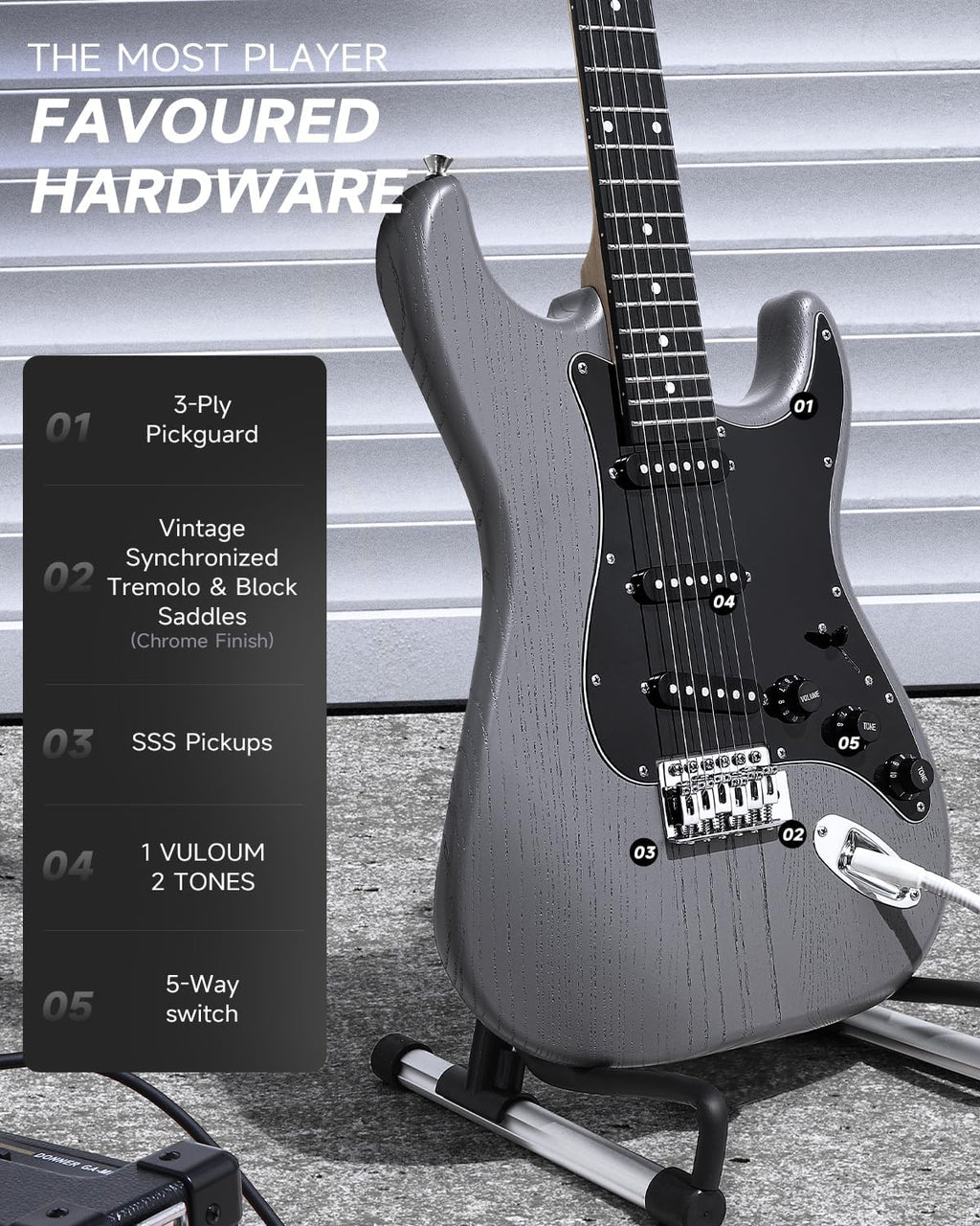 Donner DST-80 Electric Guitar Beginner Kit - Detail view