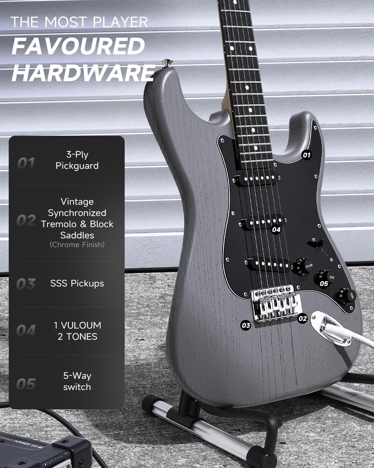 Donner DST-80 Electric Guitar Beginner Kit - Detail view