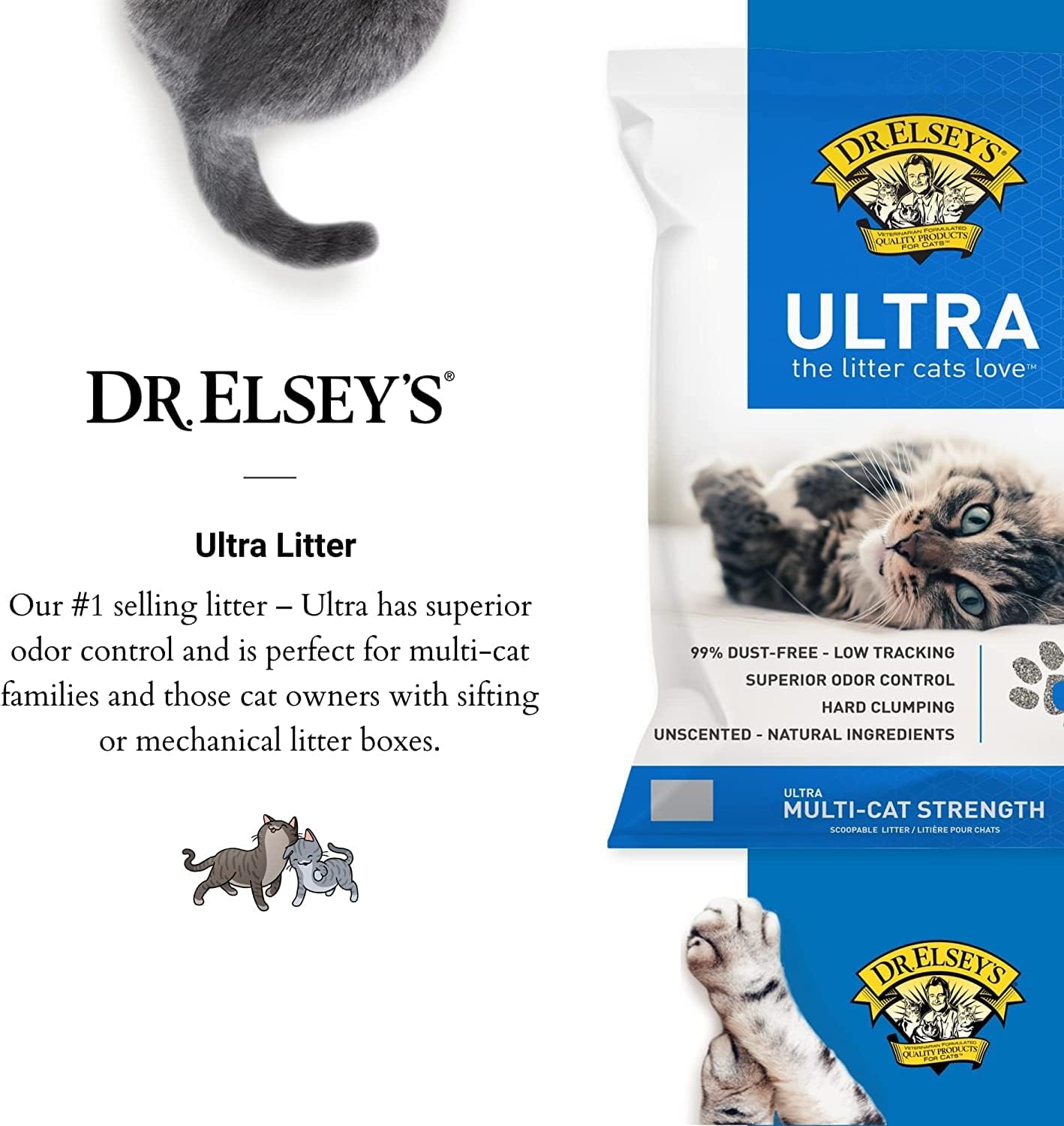Dr. Elsey's Ultra Unscented Cat Litter 40lb - In use