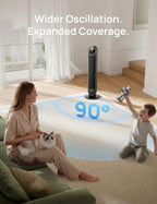 DREO Bladeless Tower Fan Quiet DC Motor - Size reference