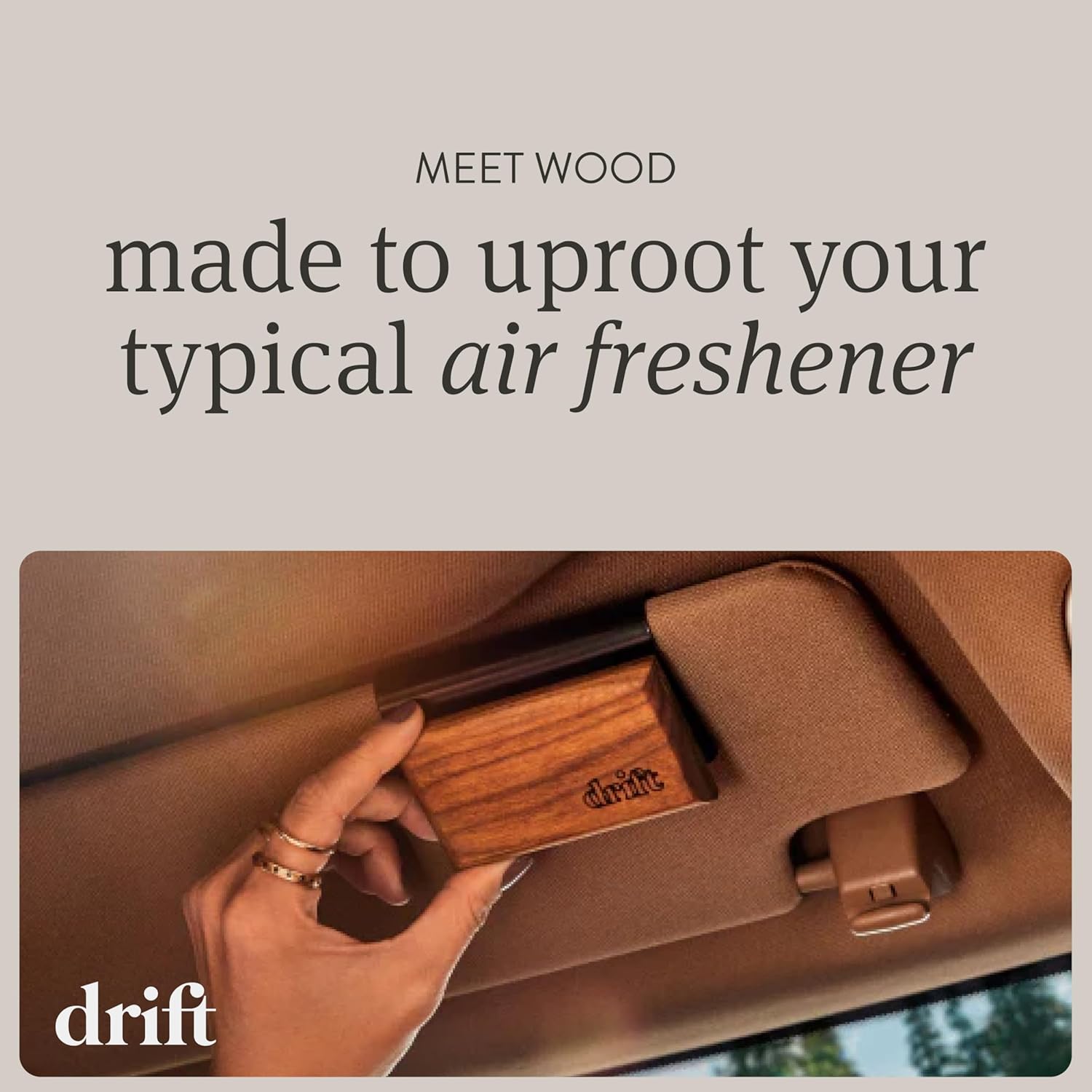 Drift Wood Car Air Freshener Metal Clip - Detail view