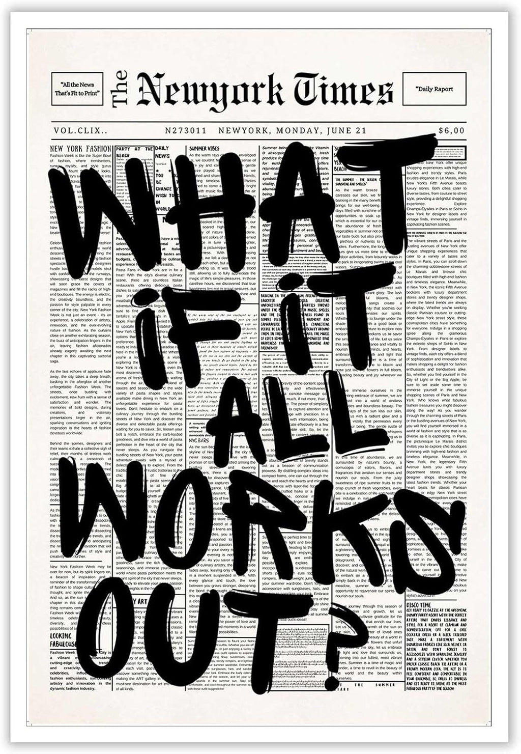 Drimiler Newspaper Quote Canvas Wall Art