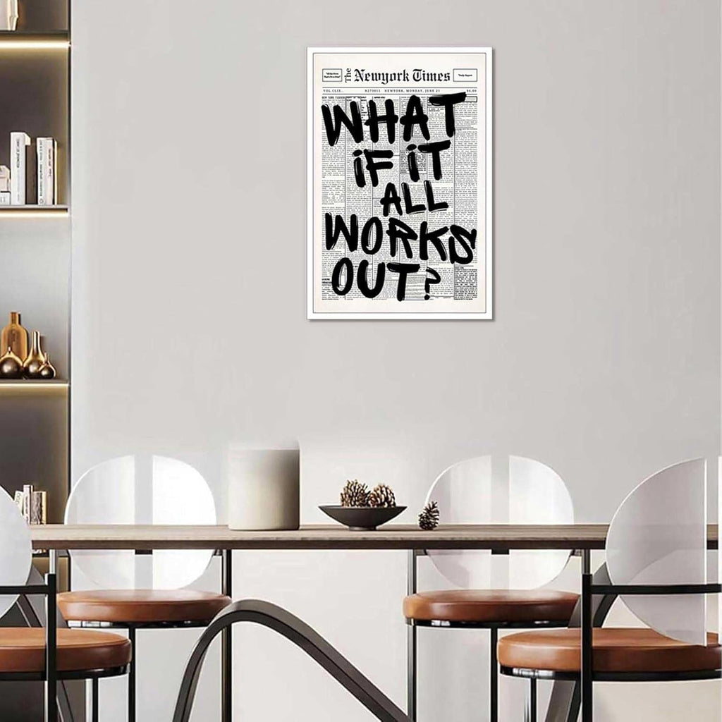 Drimiler Newspaper Quote Canvas Wall Art - Size reference