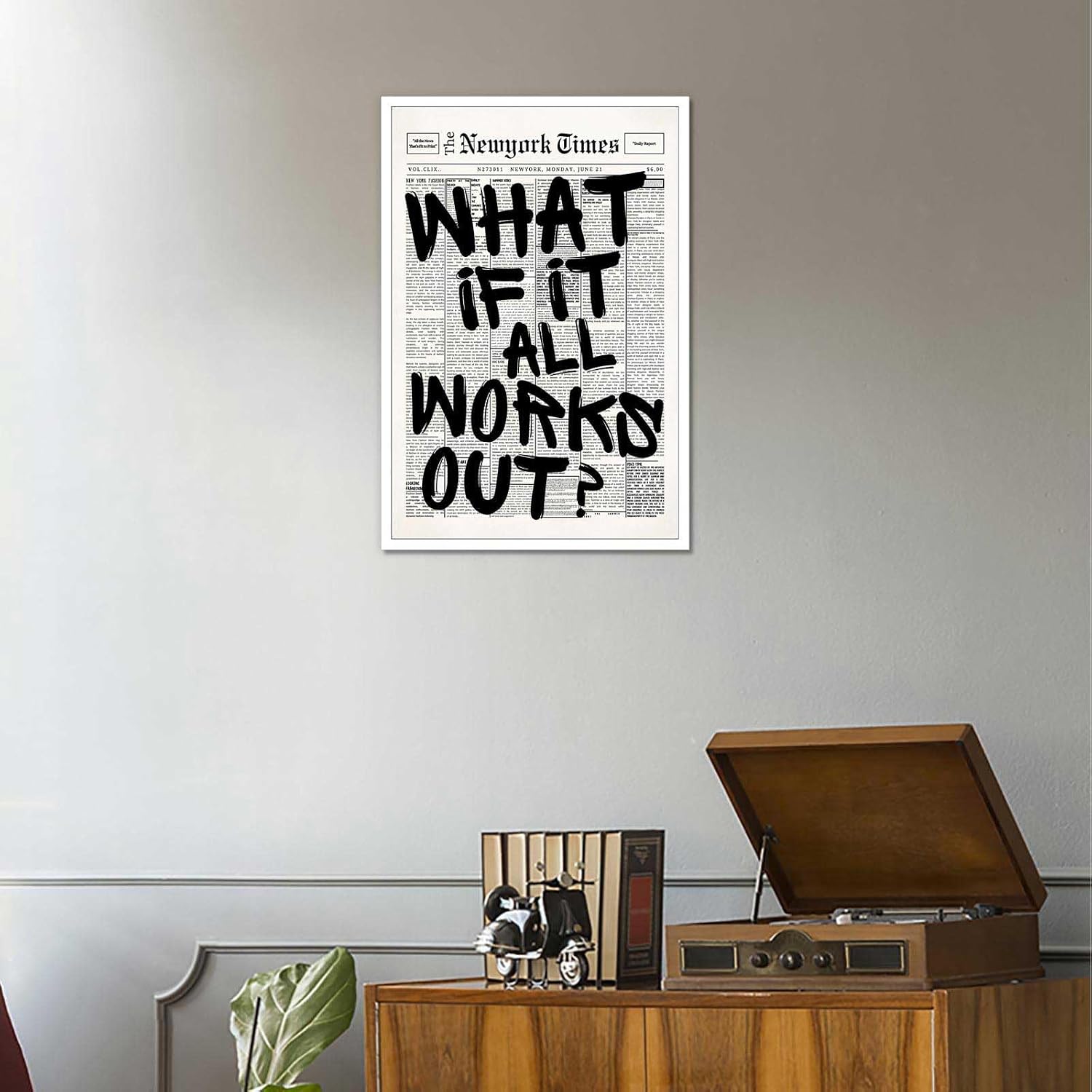 Drimiler Newspaper Quote Canvas Wall Art - Feature highlight