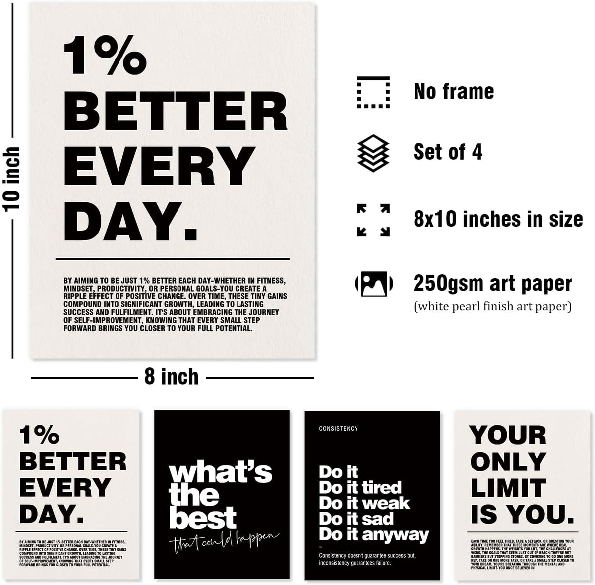 DSHFG Motivational Office Wall Art Set of 4 - Detail view