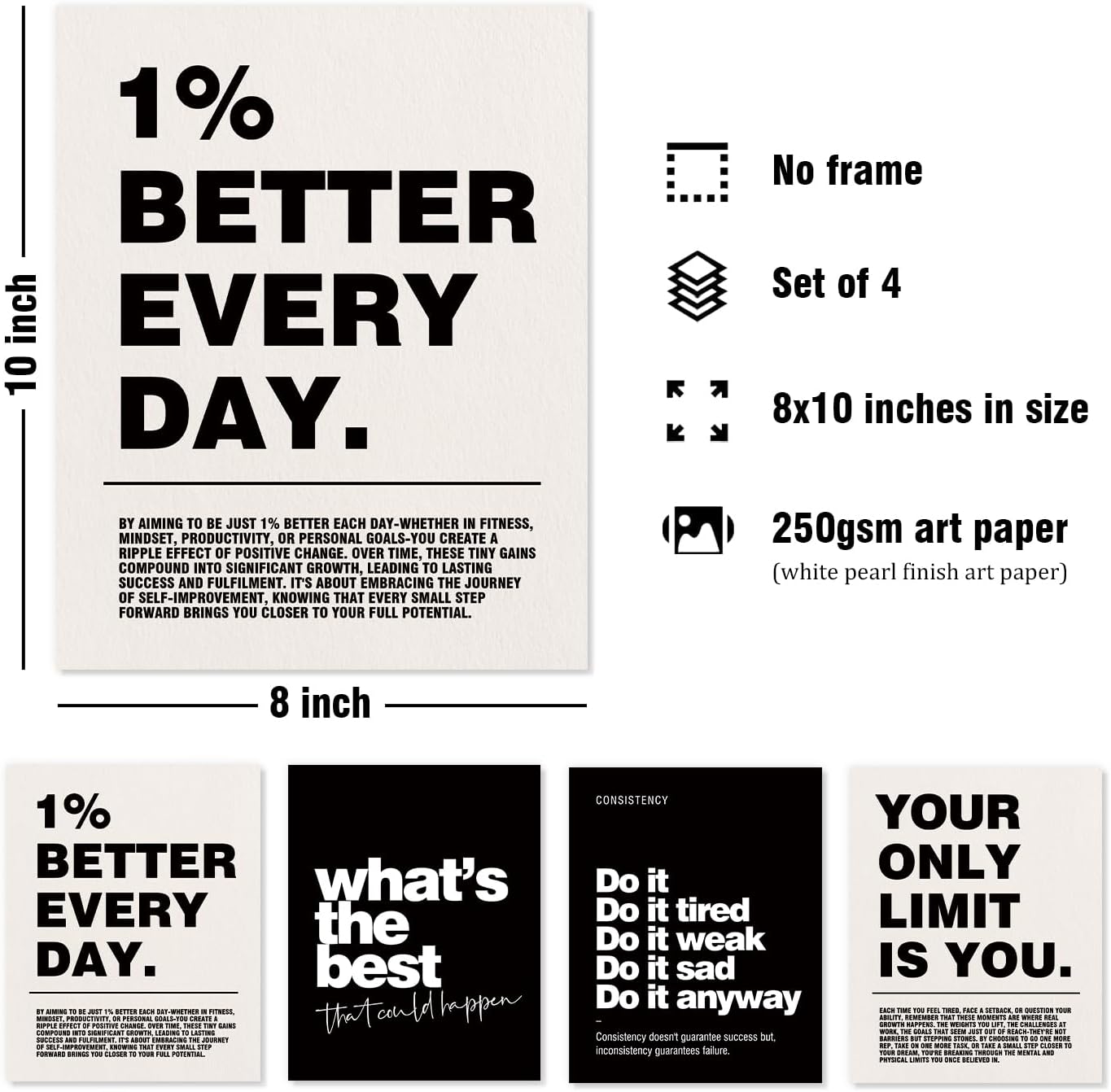 DSHFG Motivational Office Wall Art Set of 4 - Detail view