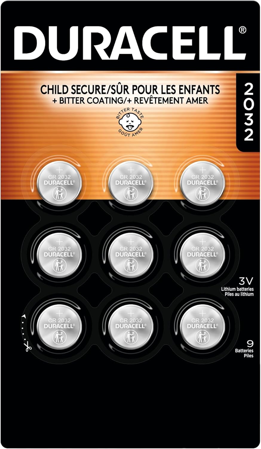 Duracell CR2032 3V Lithium Battery, 9 Count