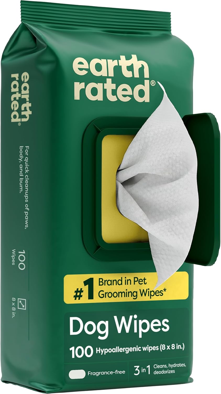Earth Rated Pet Wipes, Unscented, 100 Ct