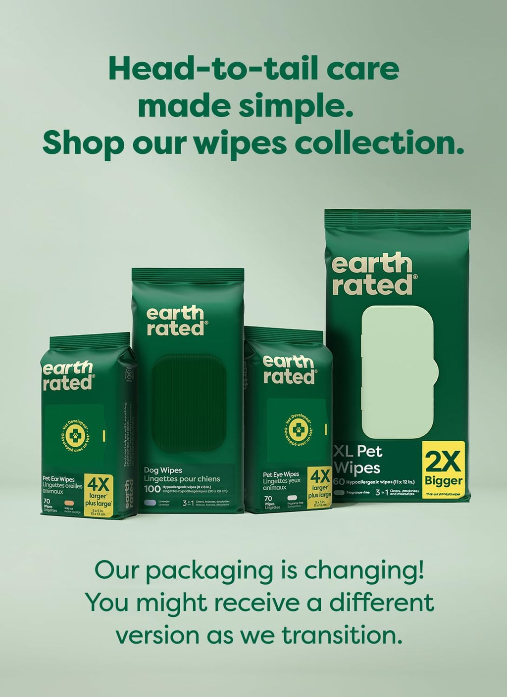 Earth Rated Pet Wipes, Unscented, 100 Ct - Detail view