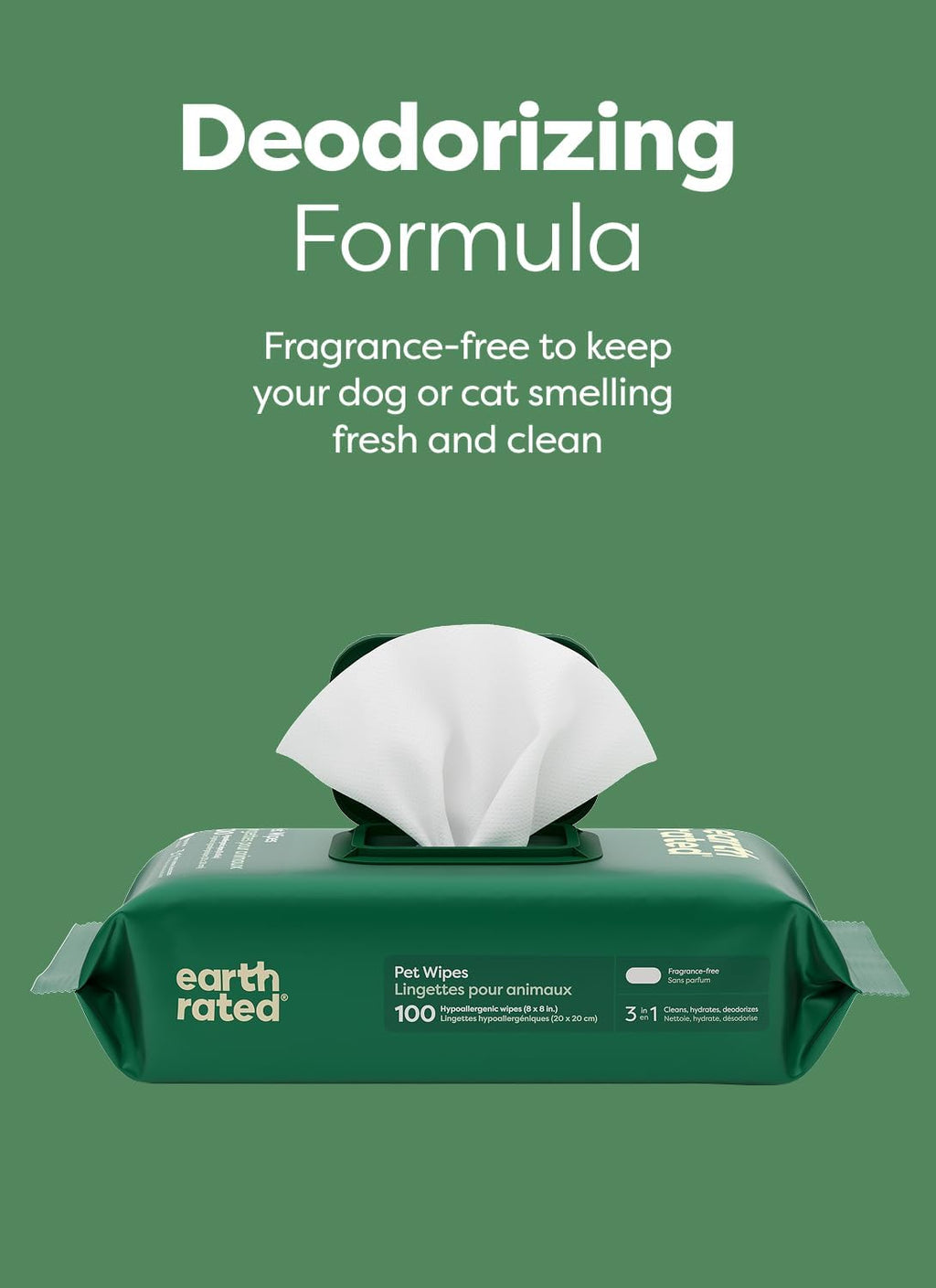 Earth Rated Pet Wipes, Unscented, 100 Ct - In use