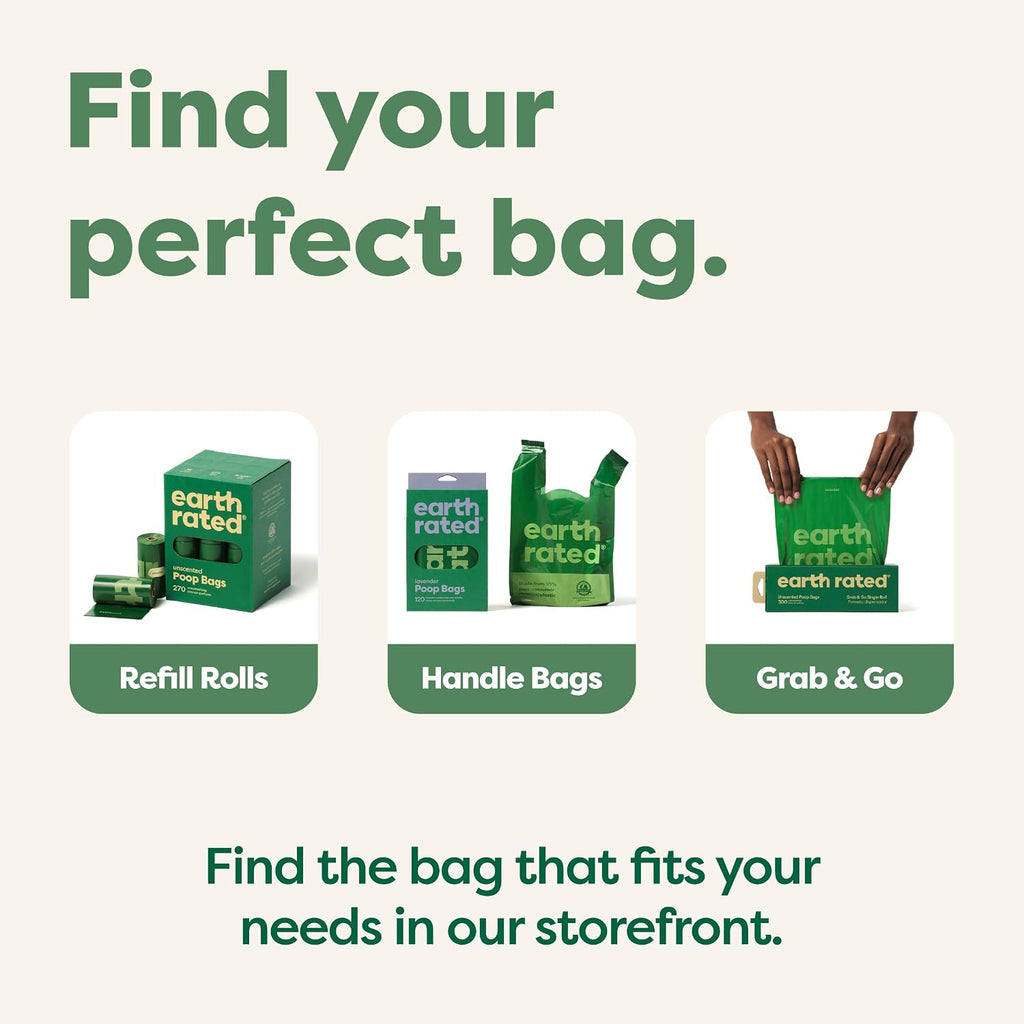Earth Rated Dog Poop Bags, Lavender, 270 Ct - Size reference