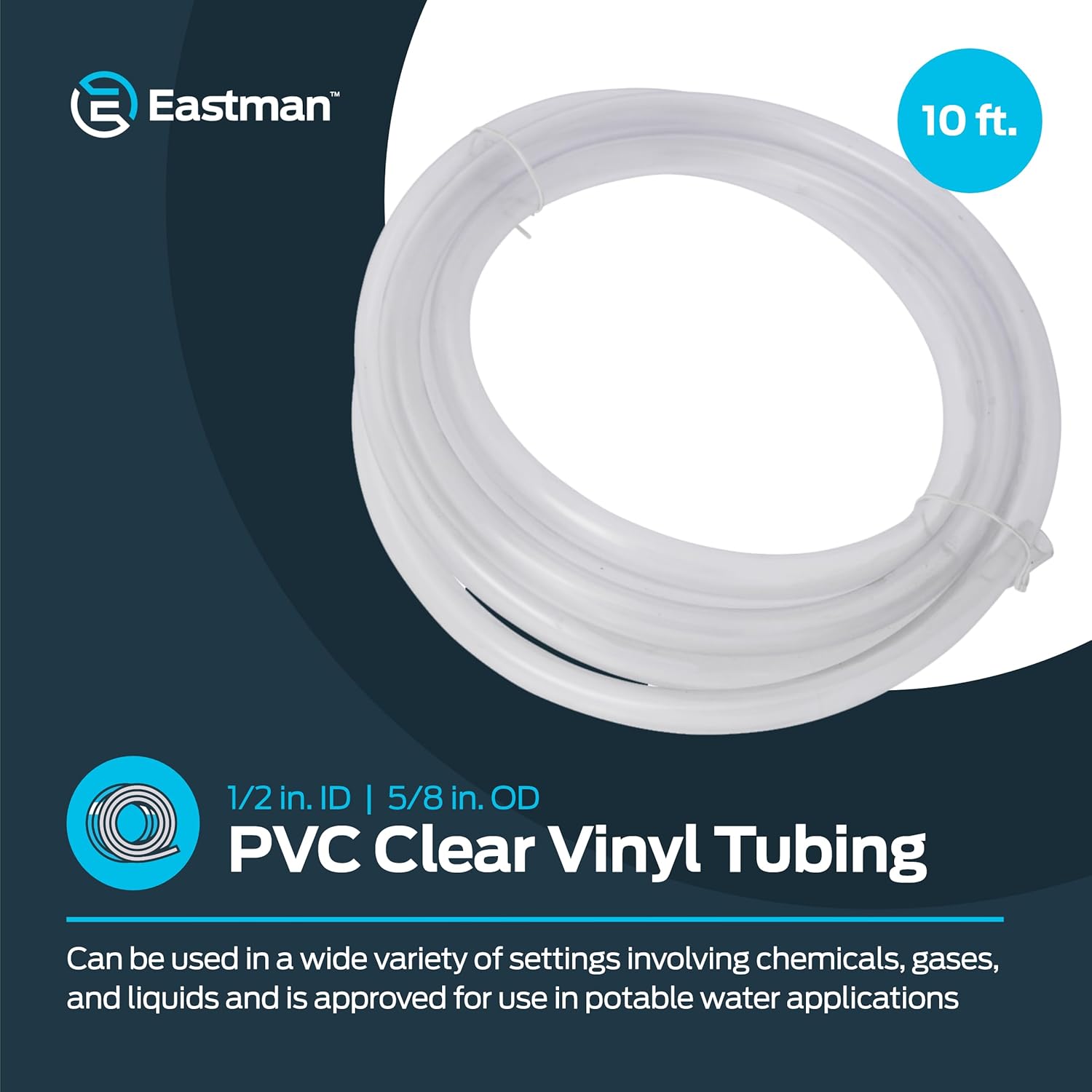 Eastman Clear Vinyl Tubing, 10 Ft, 1/2 Inch ID - Detail view