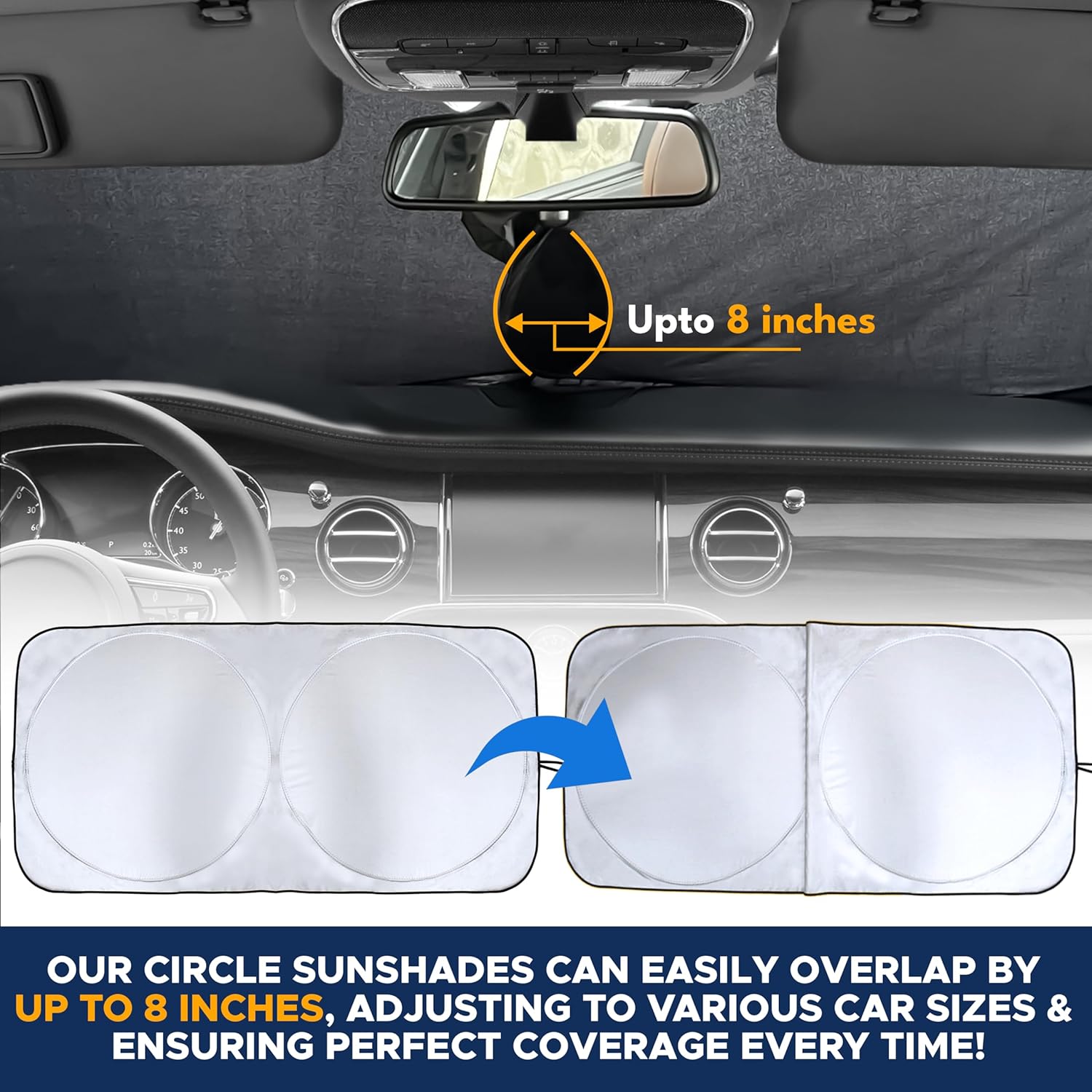 EcoNour Windshield Sunshade, Universal Fit - Close-up