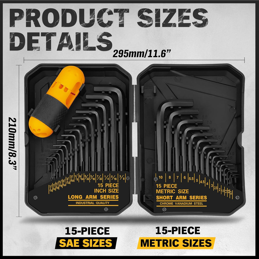 ELEAD 31-Piece Hex Key Set, SAE and Metric - Detail view