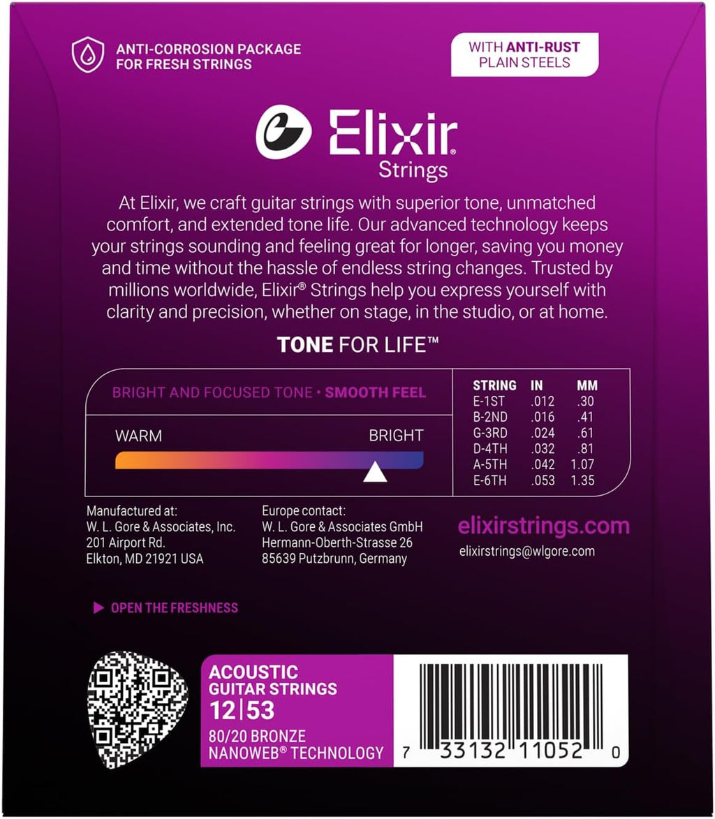 Elixir 80/20 Bronze Acoustic Guitar Strings - Detail view