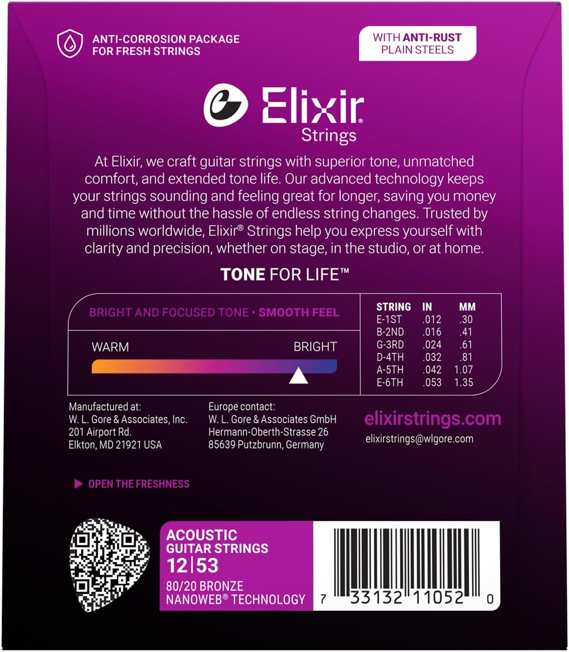 Elixir 80/20 Bronze Acoustic Guitar Strings - Detail view