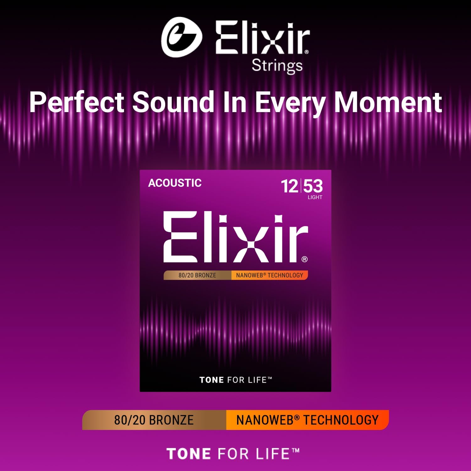 Elixir 80/20 Bronze Acoustic Guitar Strings - Alternate angle