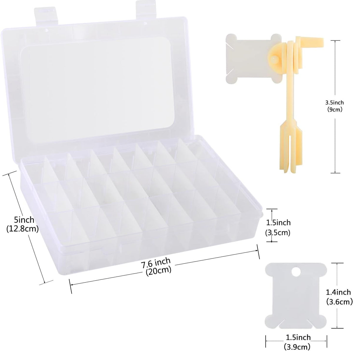 Embroidery Floss Organizer with Bobbin Winder - Detail view