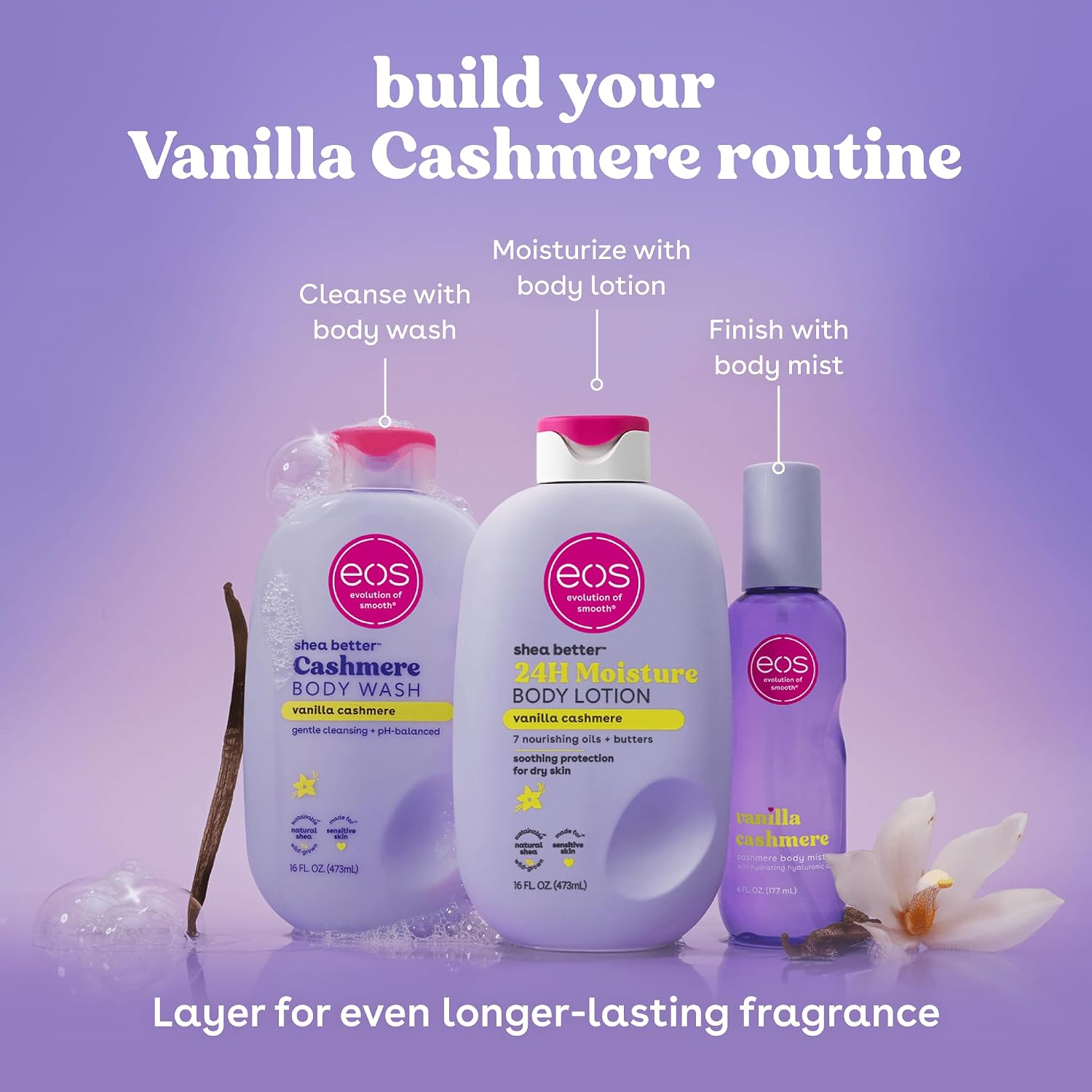 eos Vanilla Cashmere Body Mist, 6 fl oz - In use