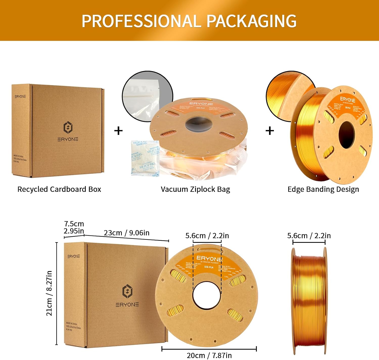 ERYONE Silk PLA Filament 1.75mm Liquid Gold - Packaging