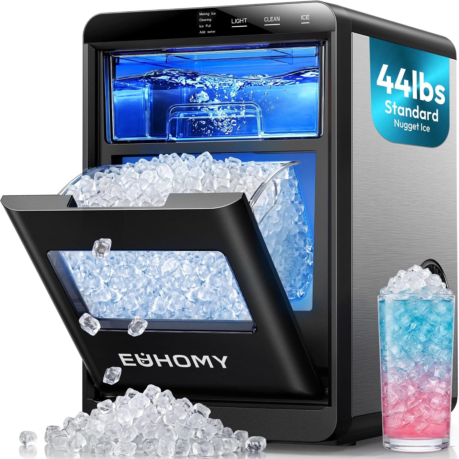 EUHOMY Countertop Nugget Ice Maker 44 lbs/24H