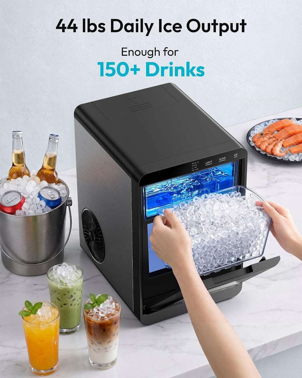 EUHOMY Countertop Nugget Ice Maker 44 lbs/24H - Alternate angle