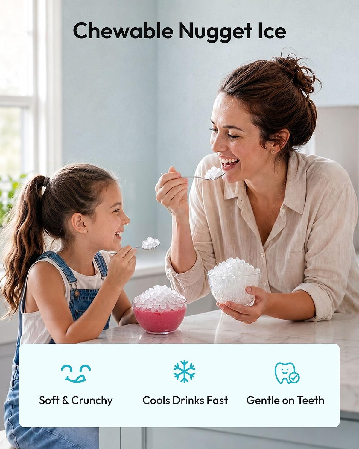 EUHOMY Countertop Nugget Ice Maker 44 lbs/24H - Close-up