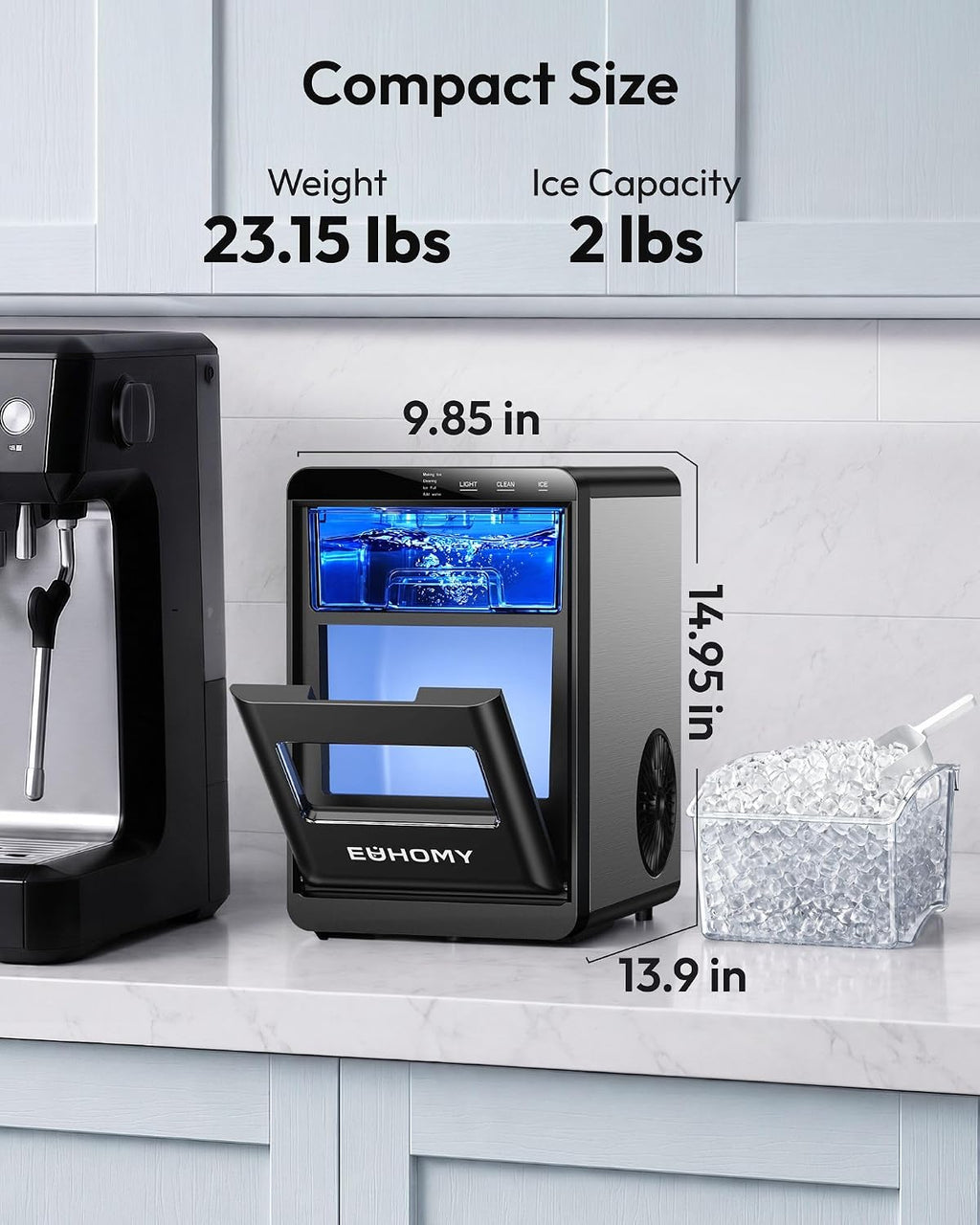 EUHOMY Countertop Nugget Ice Maker 44 lbs/24H - In use