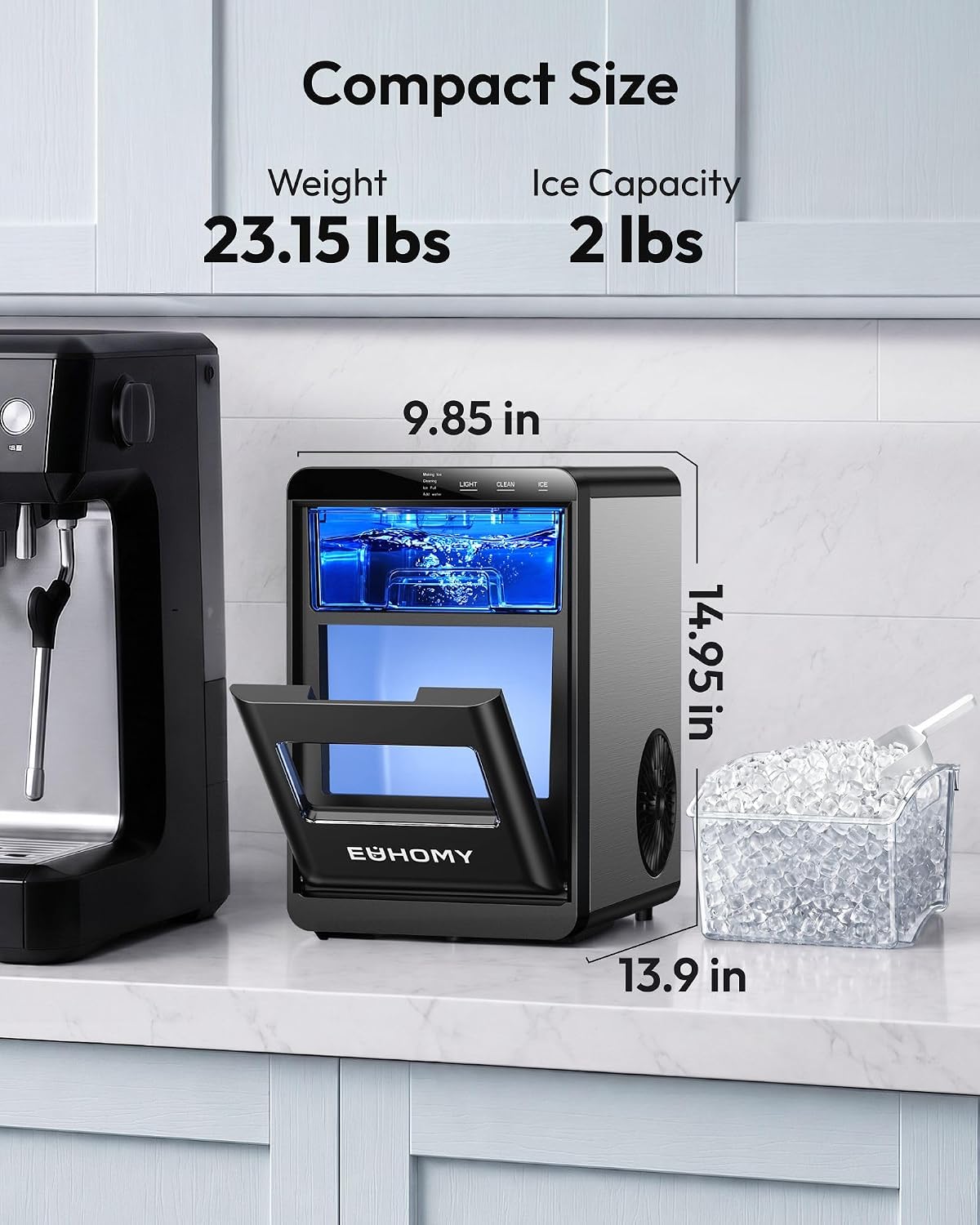EUHOMY Countertop Nugget Ice Maker 44 lbs/24H - In use