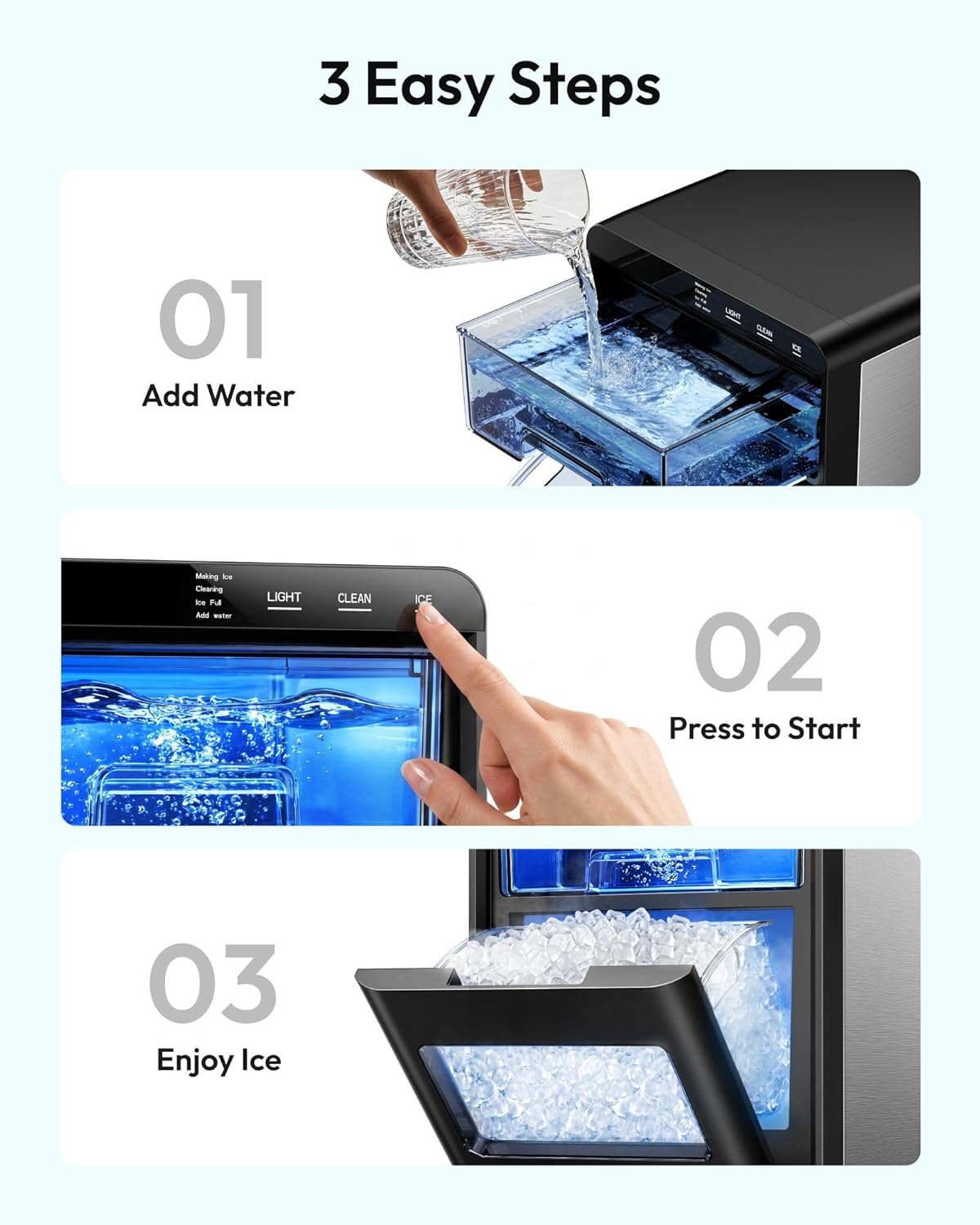 EUHOMY Countertop Nugget Ice Maker 44 lbs/24H - Additional view