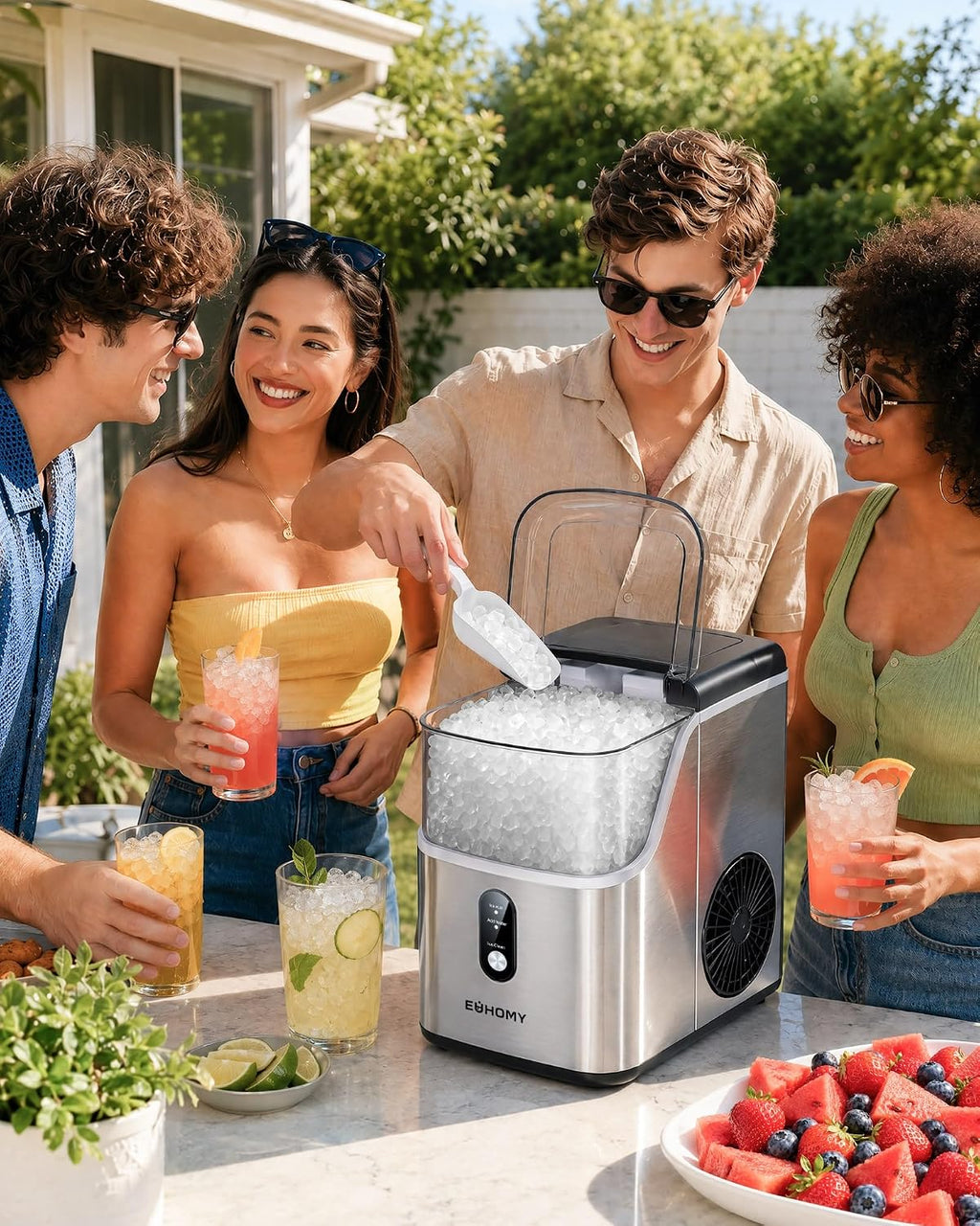 EUHOMY Nugget Ice Maker Countertop Stainless Steel - Feature highlight