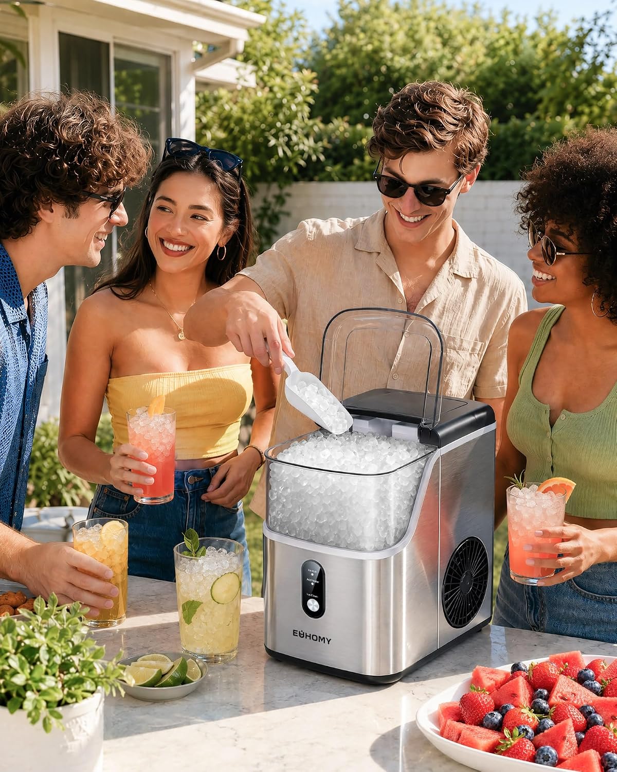 EUHOMY Nugget Ice Maker Countertop Stainless Steel - Feature highlight